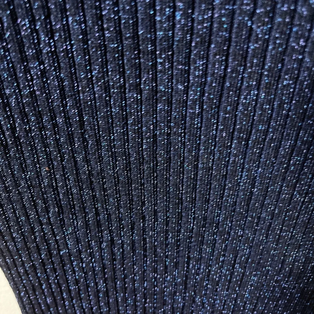Milly Metallic Stardust Ribbed Sweater Dress XS Navy Blue Siren Celeb Style